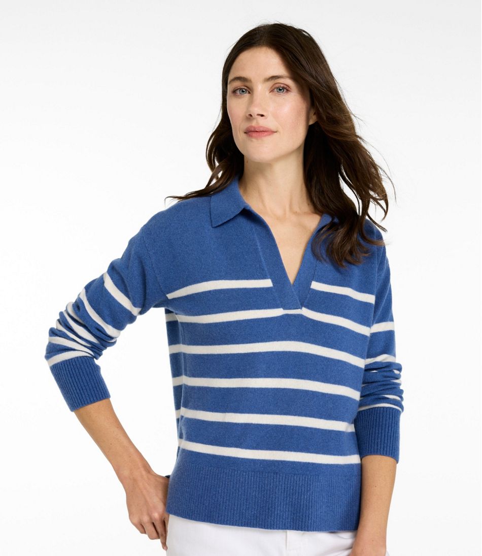 L.L.Bean Women's Classic Cashmere Sweater, Relaxed Polo NEW|CLOTHING