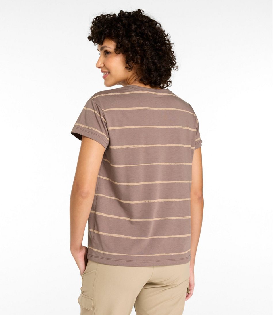 L.L.Bean Women's Mountainside Crewneck Tee, Short-Sleeve Stripe NEW|CLOTHING