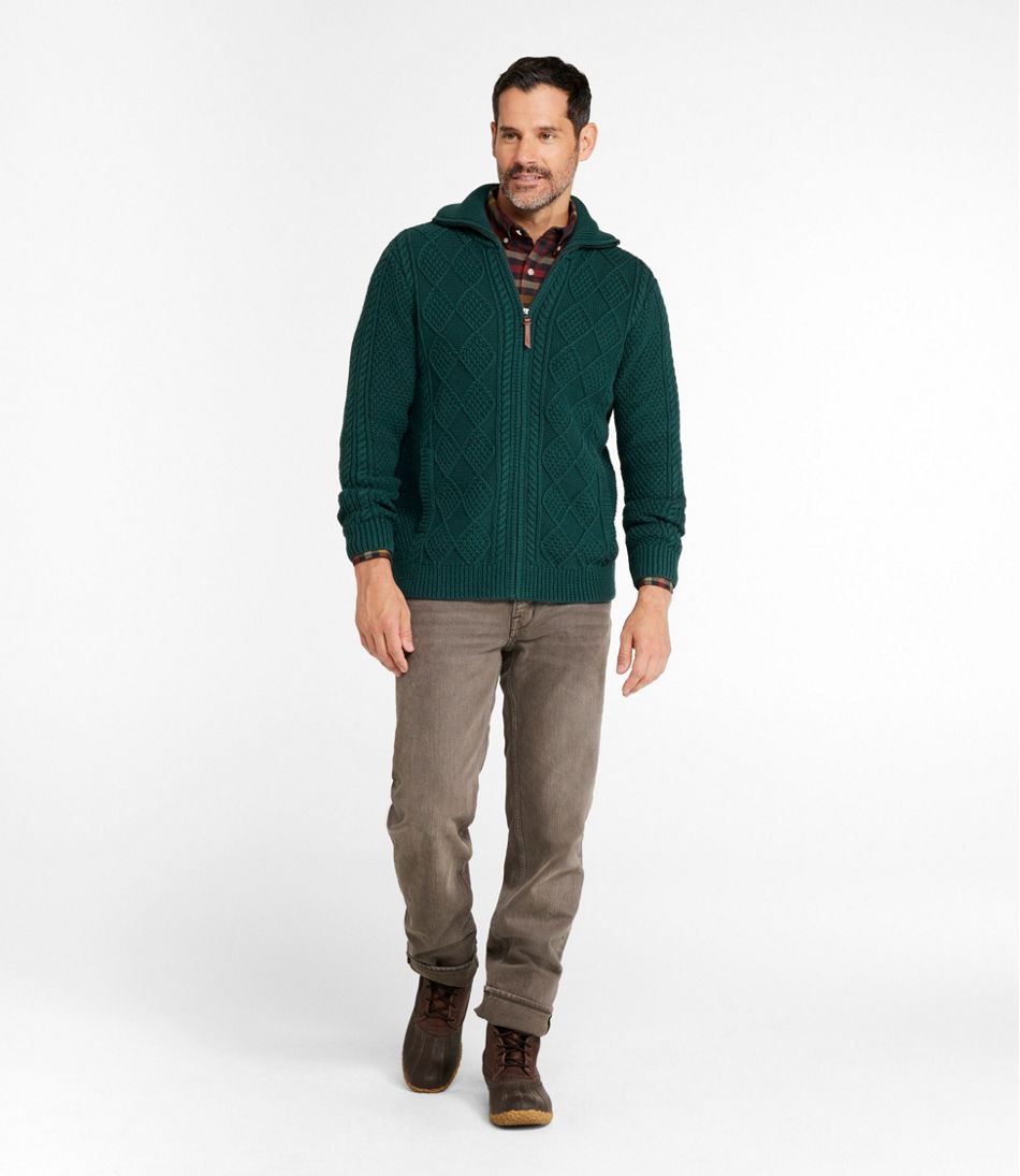 L.L.Bean Men's Signature Cotton Fisherman Sweater, Full-Zip NEW|CLOTHING|SALE