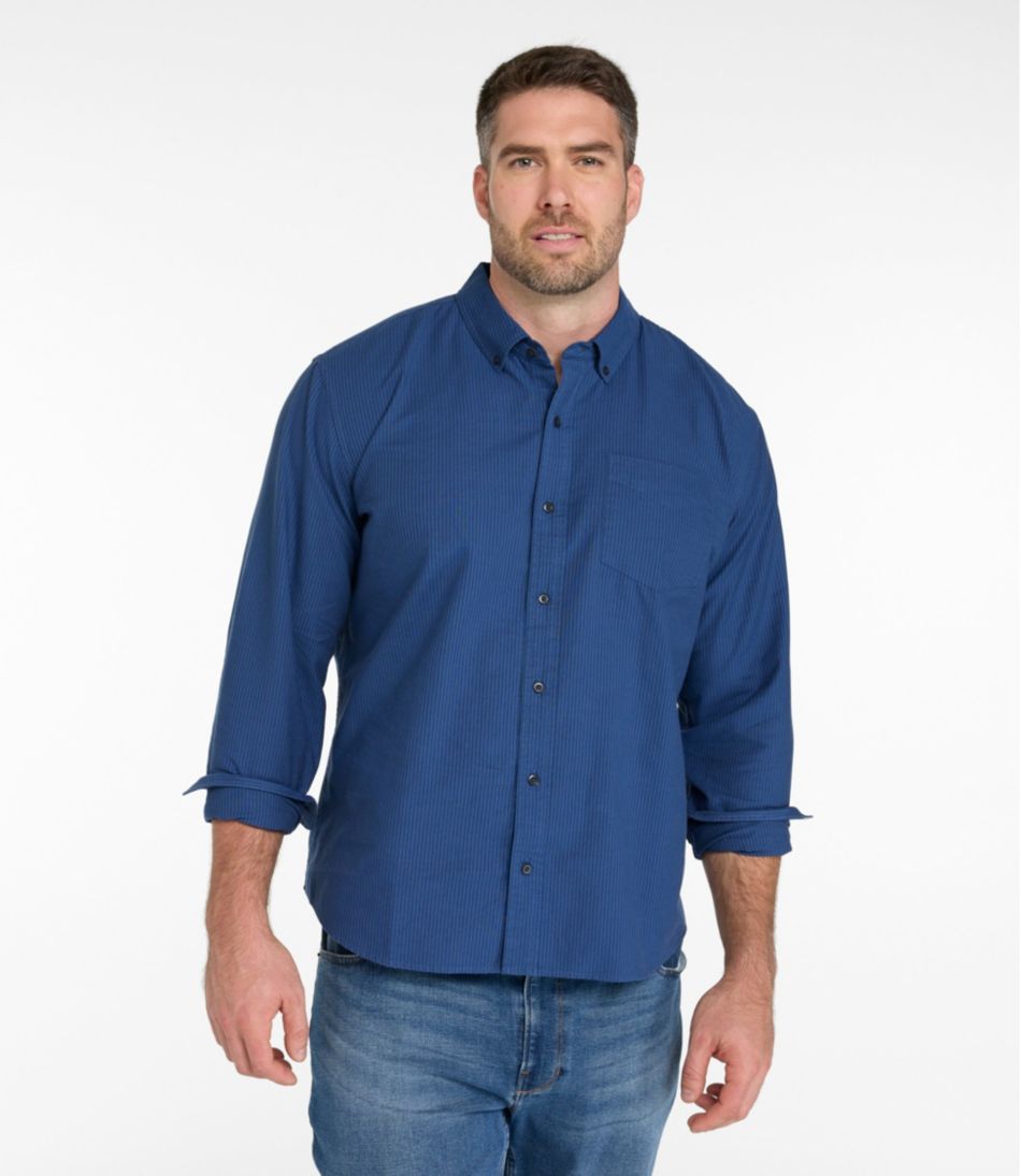 L.L.Bean Men's Sunwashed Oxford Shirt, Slightly Fitted Untucked Fit, Stripe NEW|CLOTHING