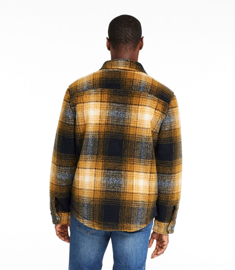 L.L.Bean Men's Signature Mixed Media Fleece Shirt Jacket, Plaid NEW|CLOTHING