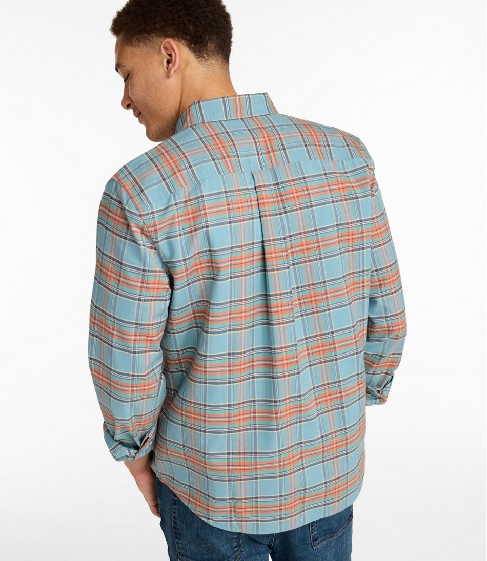 L.L.Bean Men's Sunwashed Oxford Shirt, Slightly Fitted Untucked Fit, Plaid NEW|CLOTHING