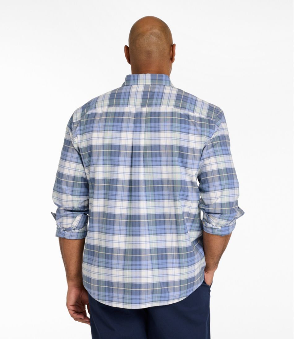 L.L.Bean Men's Sunwashed Oxford Shirt, Slightly Fitted Untucked Fit, Plaid NEW|CLOTHING