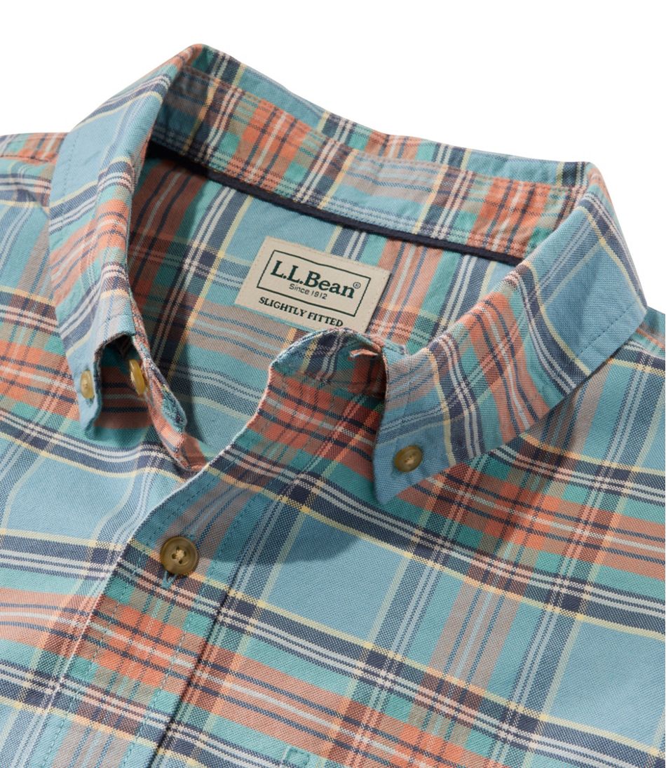 L.L.Bean Men's Sunwashed Oxford Shirt, Slightly Fitted Untucked Fit, Plaid NEW|CLOTHING