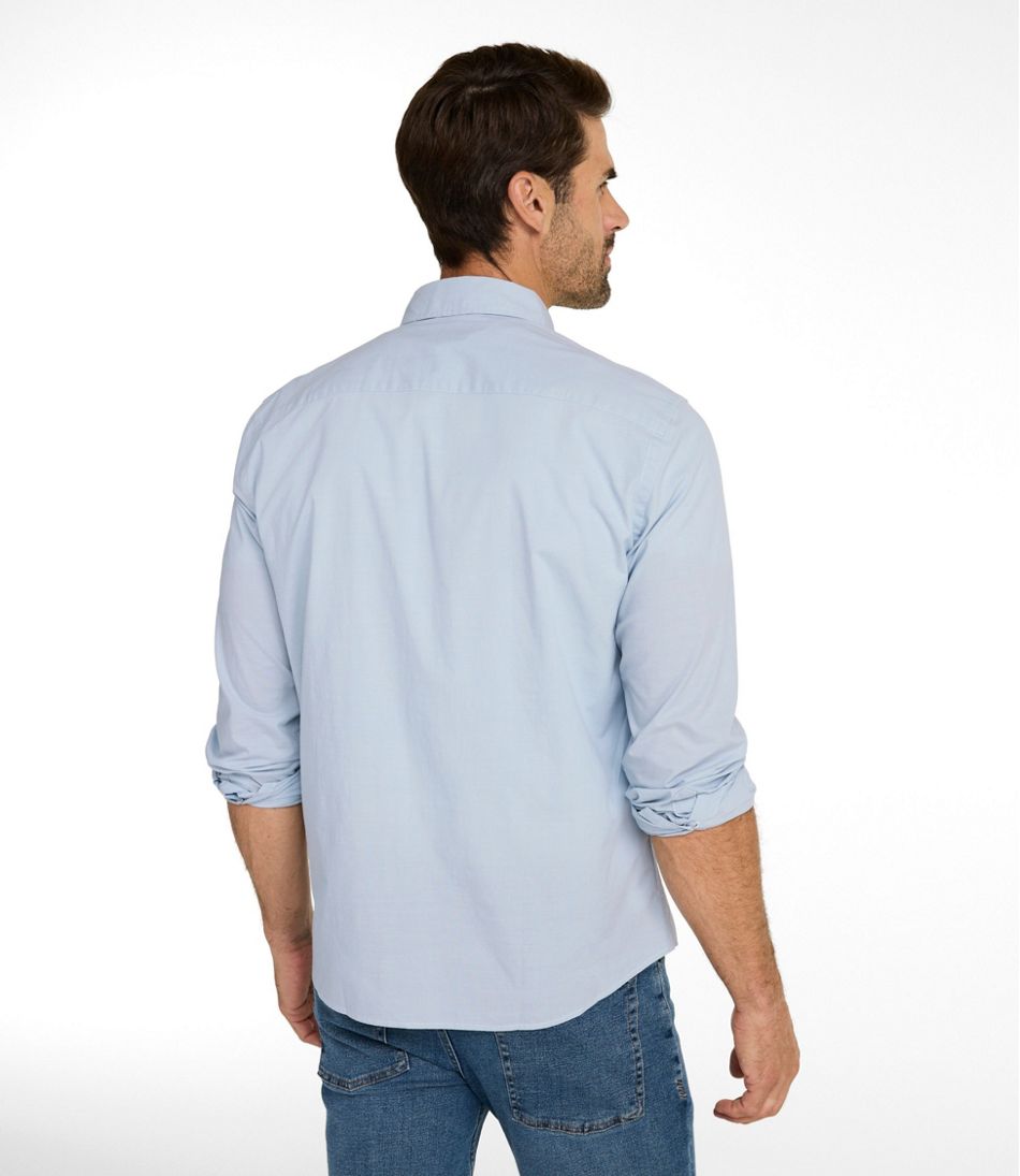 L.L.Bean Men's Comfort Stretch Performance® Chambray Shirt, Long-Sleeve, Slightly Fitted Untucked Fit NEW|CLOTHING