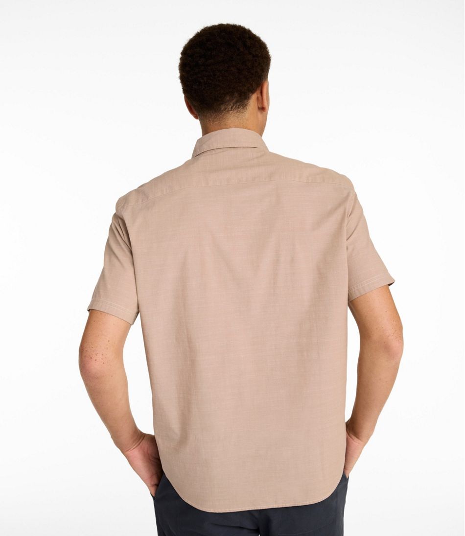 L.L.Bean Men's Comfort Stretch Performance® Chambray Shirt, Short-Sleeve, Slightly Fitted Untucked Fit NEW|CLOTHING