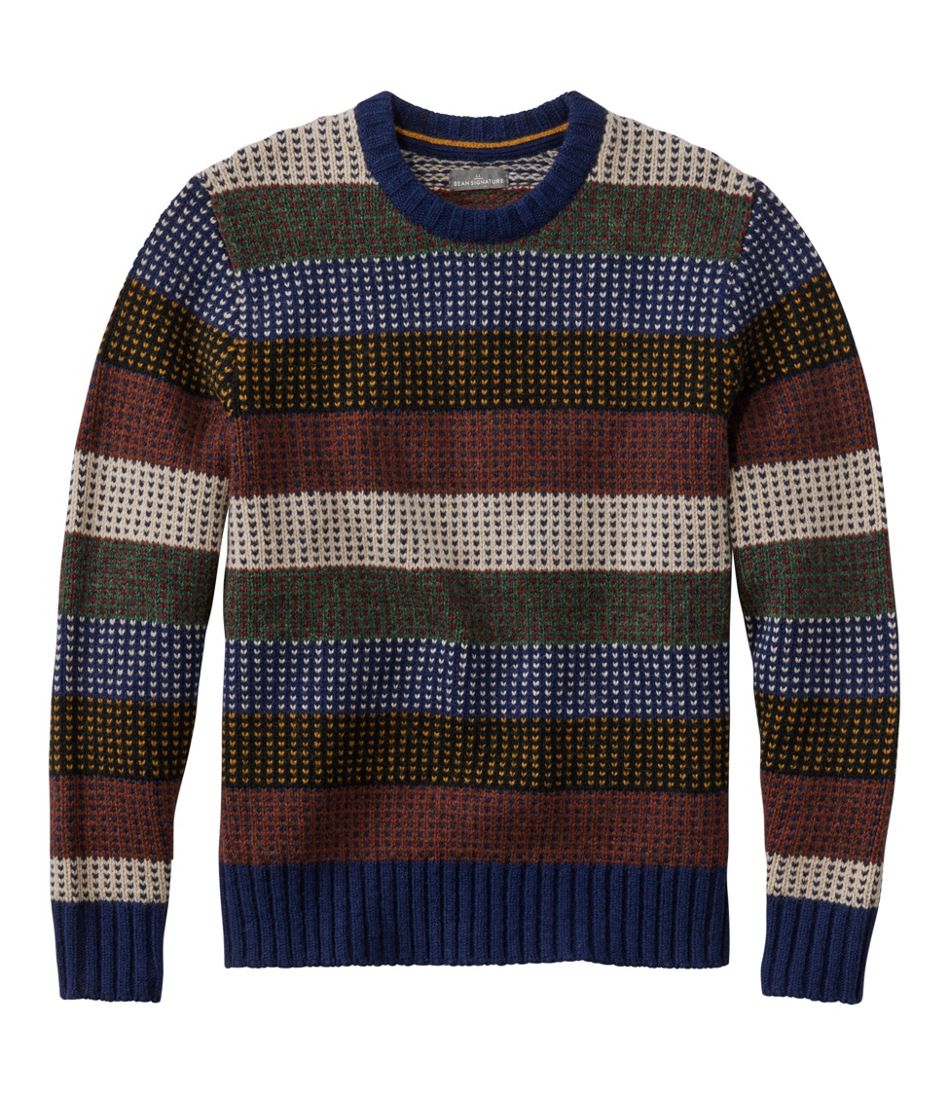 L.L.Bean Men's Signature 1980 Matinicus Rock Sweater, Crewneck, Stripe NEW|CLOTHING