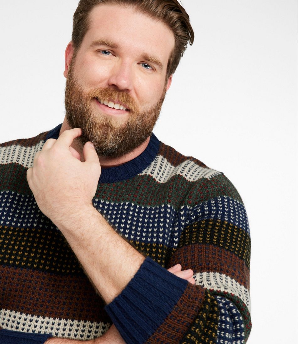 L.L.Bean Men's Signature 1980 Matinicus Rock Sweater, Crewneck, Stripe NEW|CLOTHING
