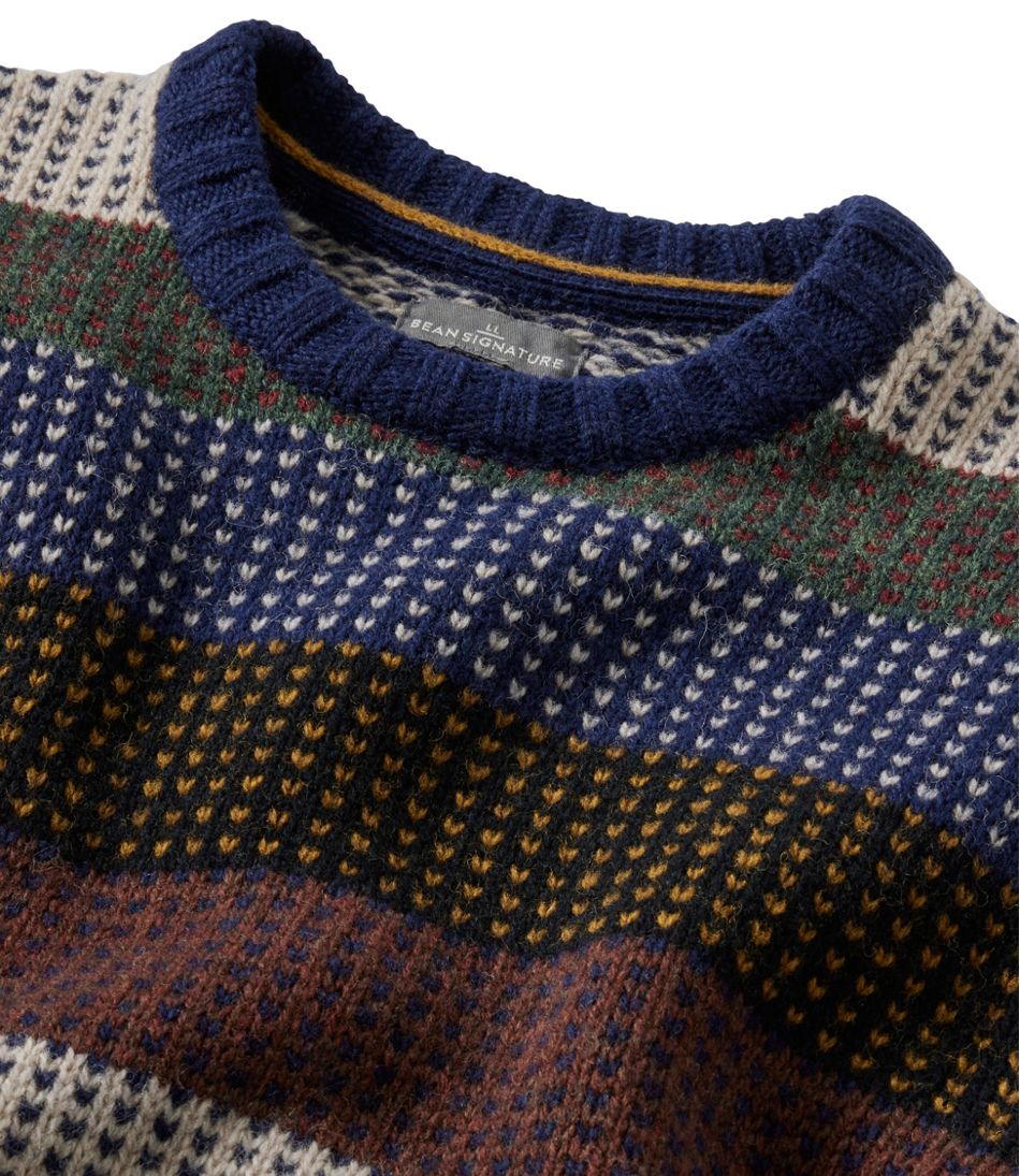 L.L.Bean Men's Signature 1980 Matinicus Rock Sweater, Crewneck, Stripe NEW|CLOTHING