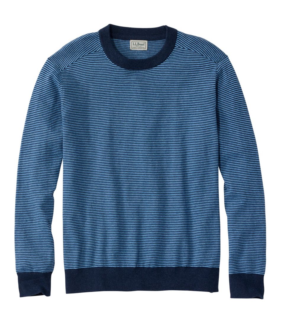 L.L.Bean Men's All Seasons Cotton Blend Sweater, Crewneck, Stripe NEW|CLOTHING