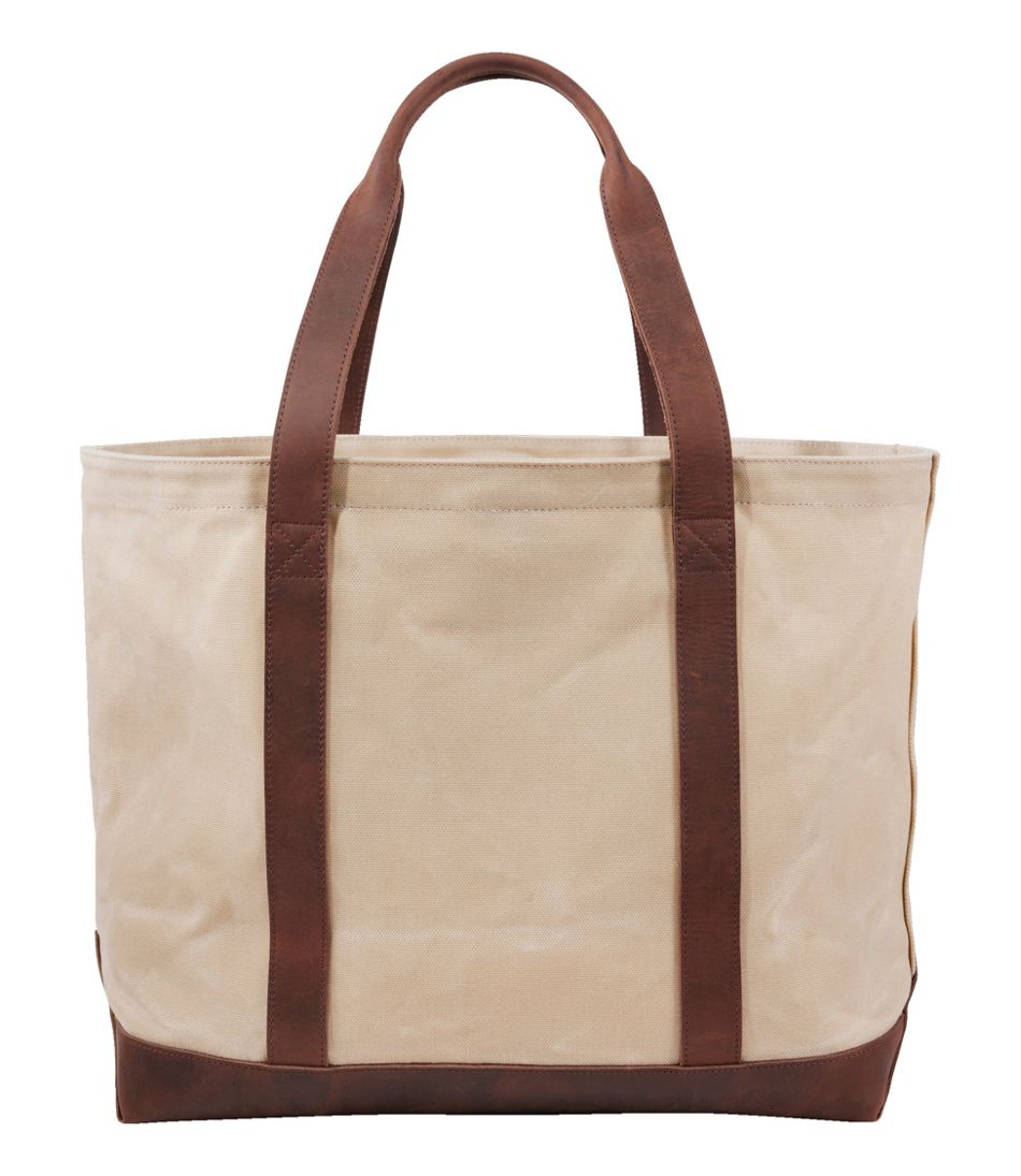 L.L.Bean Leather-Trim Waxed Canvas Tote NEW|BAG & TRAVEL