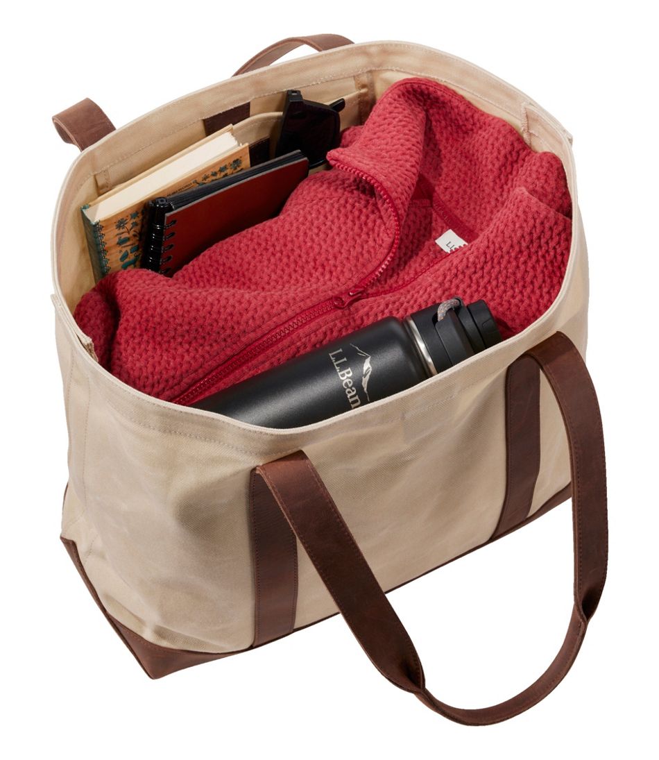 L.L.Bean Leather-Trim Waxed Canvas Tote NEW|BAG & TRAVEL