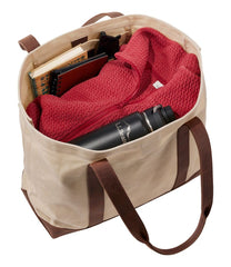L.L.Bean Leather-Trim Waxed Canvas Tote NEW|BAG & TRAVEL