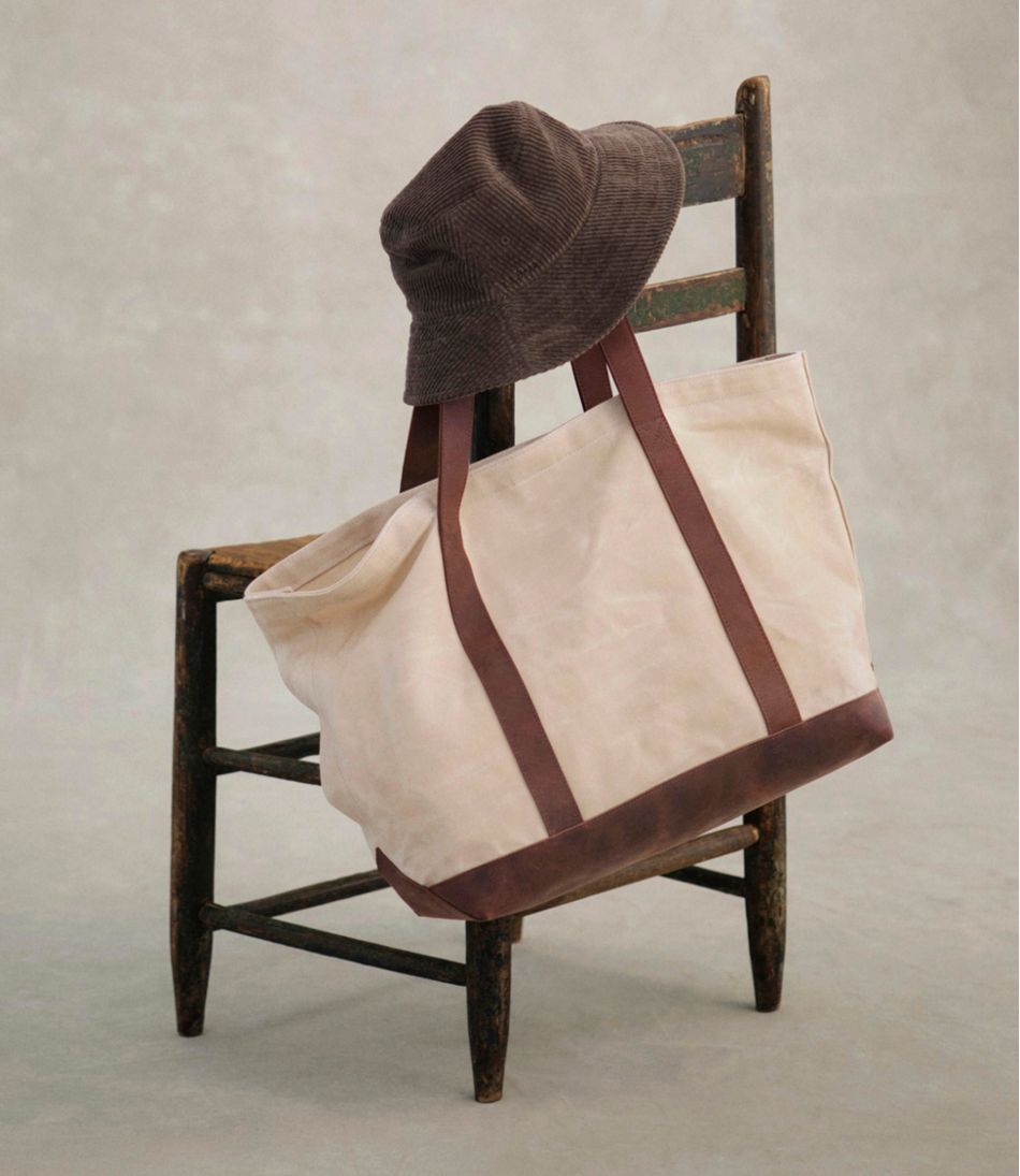 L.L.Bean Leather-Trim Waxed Canvas Tote NEW|BAG & TRAVEL