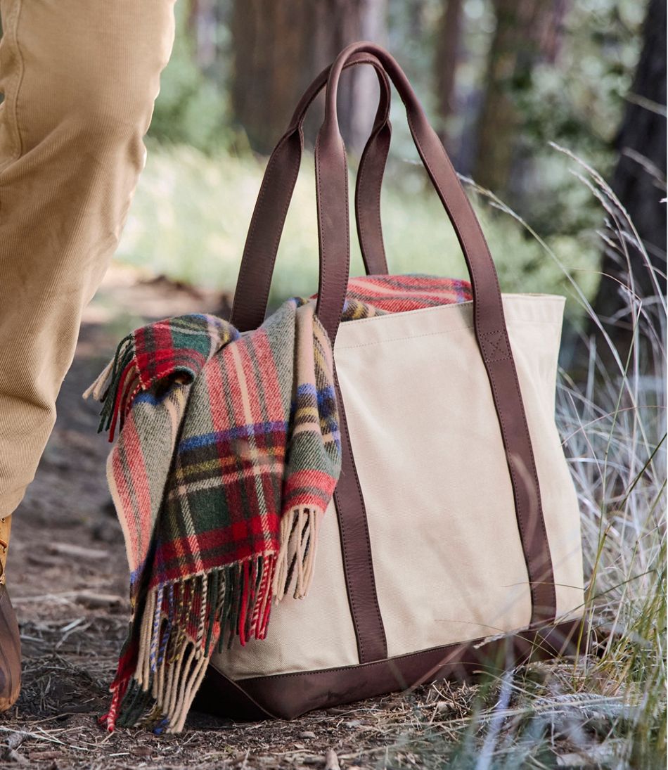 L.L.Bean Leather-Trim Waxed Canvas Tote NEW|BAG & TRAVEL