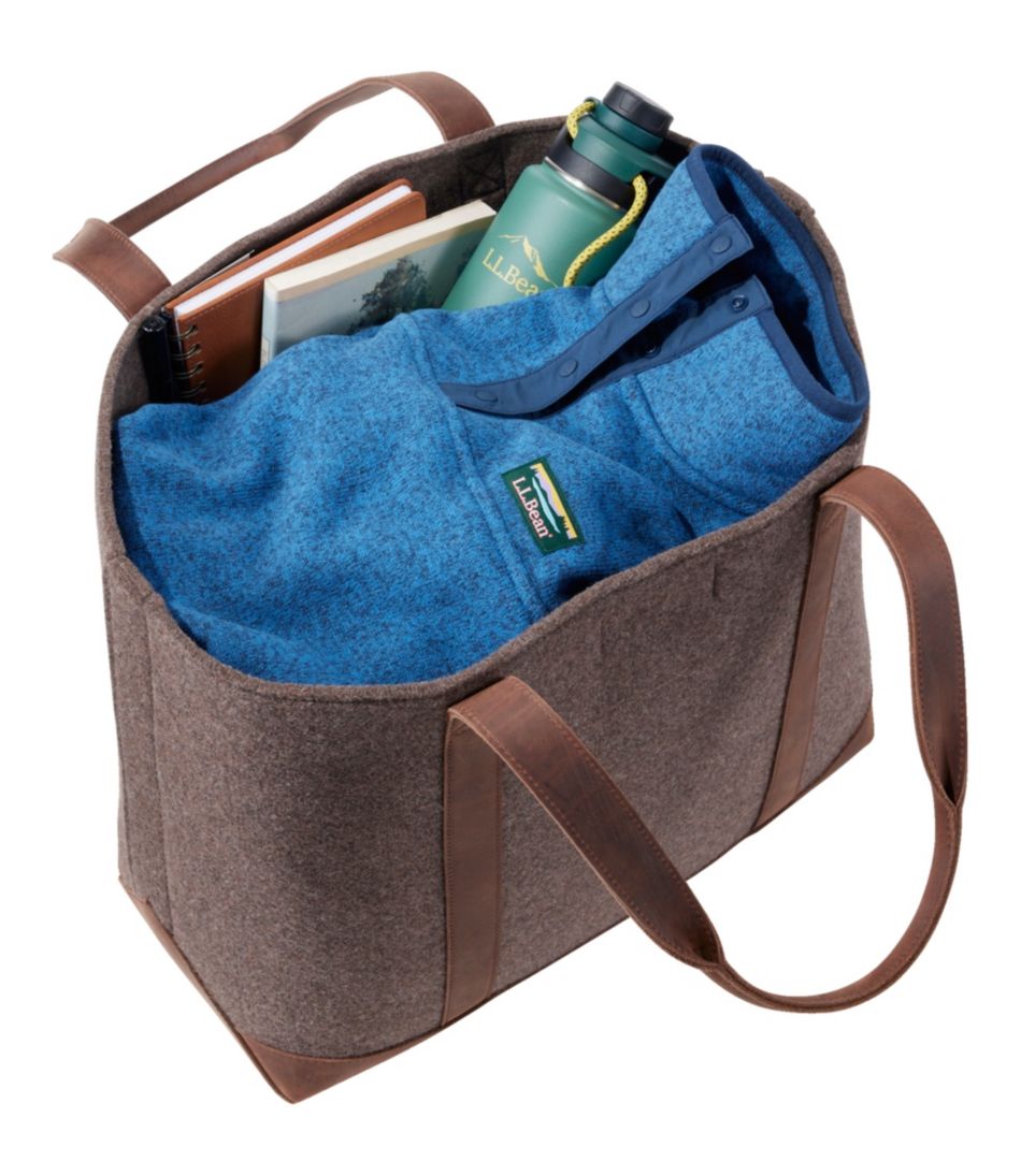 L.L.Bean Leather-Trim Wool Tote NEW|BAG & TRAVEL