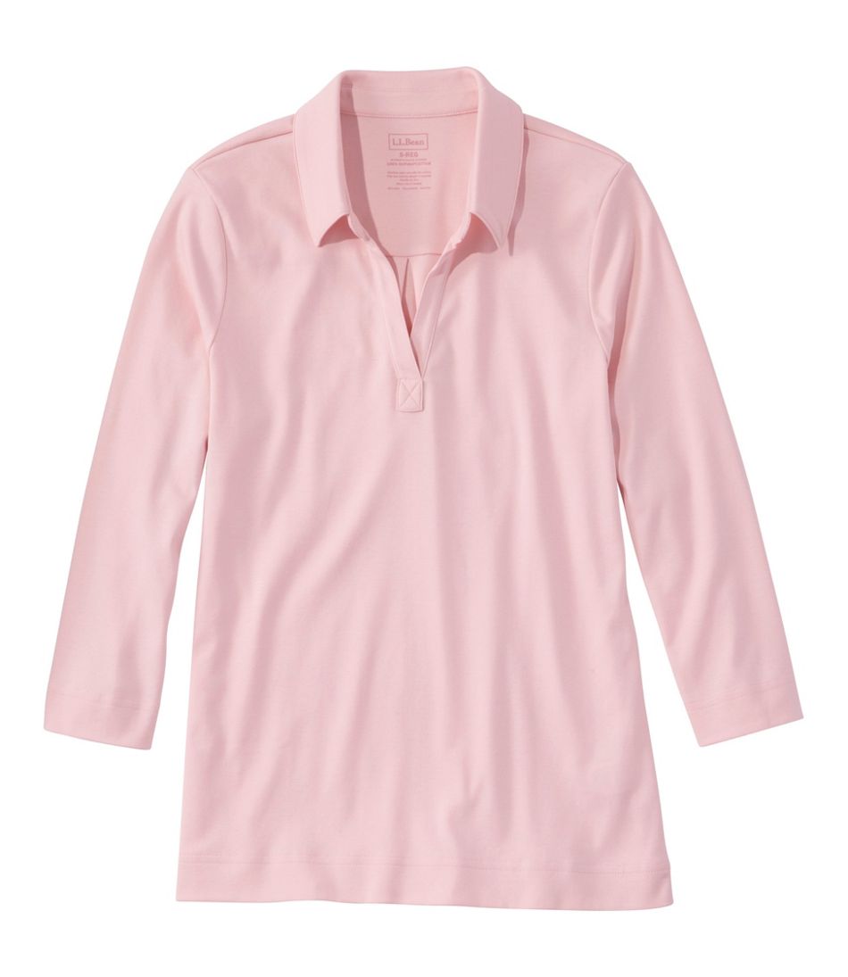 L.L.Bean Women's Pima Cotton Tee, Three-Quarter-Sleeve Polo CLOTHING|SALE