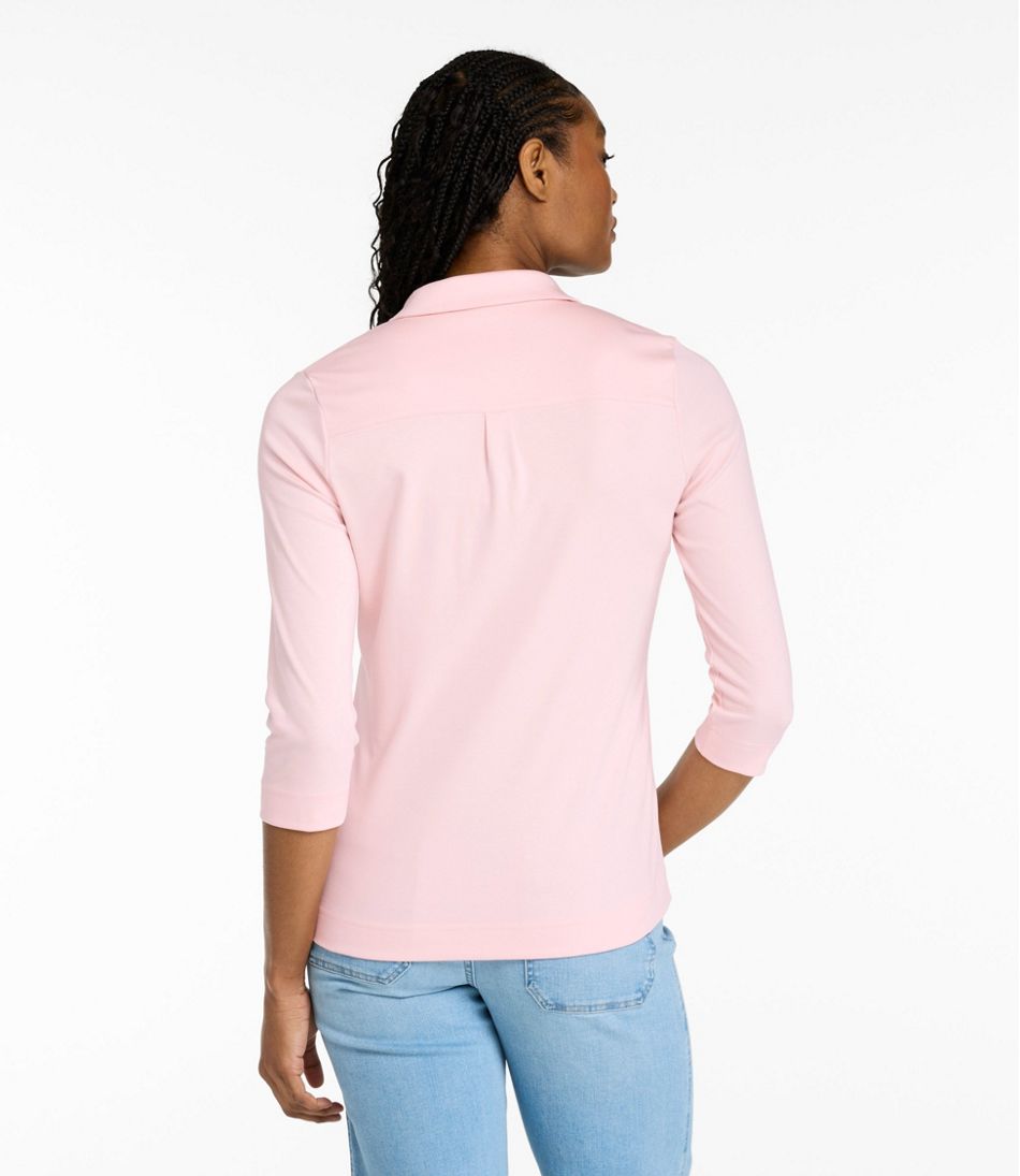 L.L.Bean Women's Pima Cotton Tee, Three-Quarter-Sleeve Polo CLOTHING|SALE
