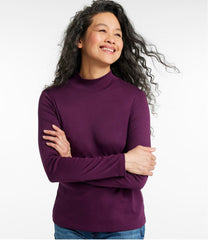 L.L.Bean Women's Pima Cotton Tee, Long-Sleeve Mockneck CLOTHING