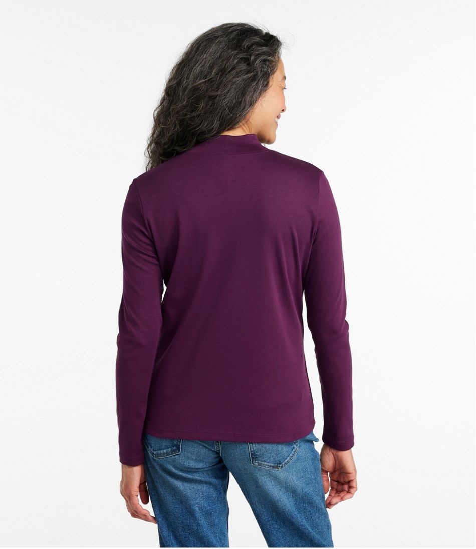 L.L.Bean Women's Pima Cotton Tee, Long-Sleeve Mockneck CLOTHING