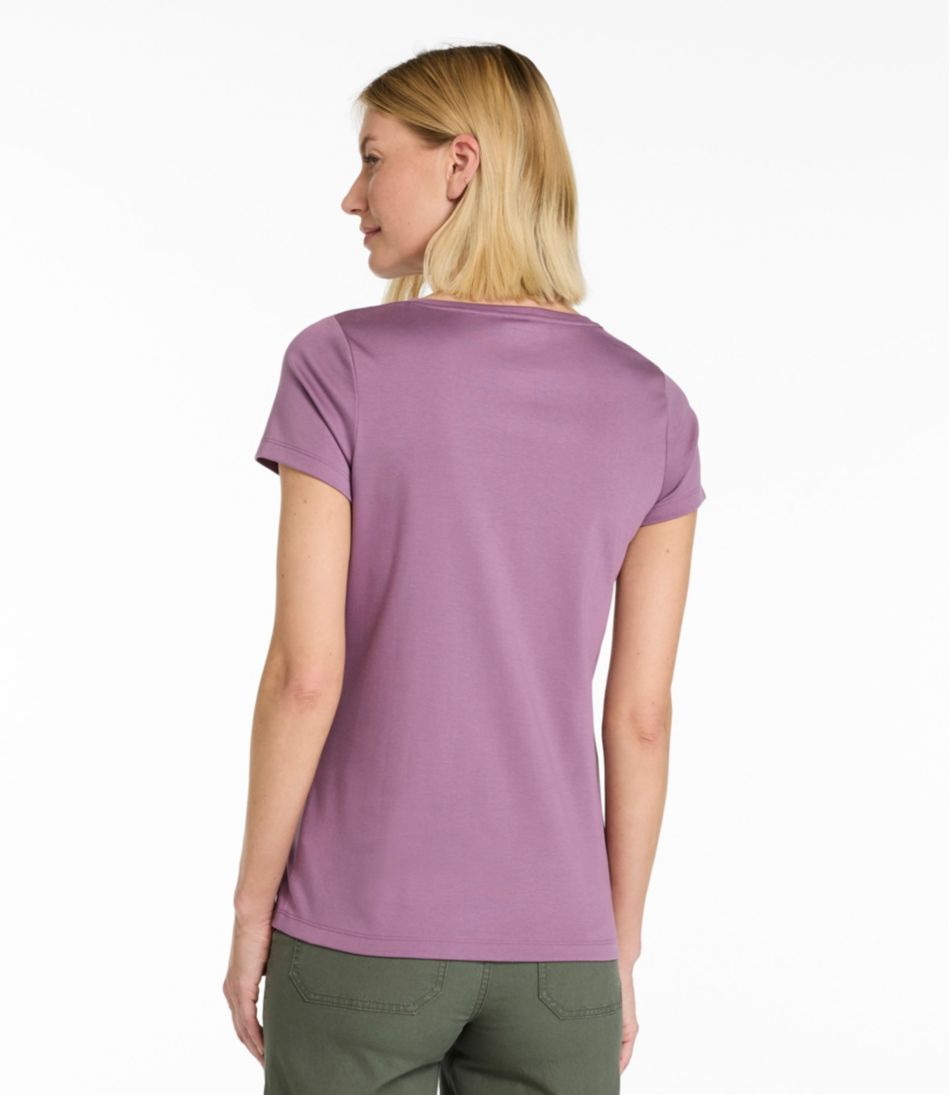 L.L.Bean Women's Pima Cotton Shaped V-Neck, Short-Sleeve CLOTHING|SALE