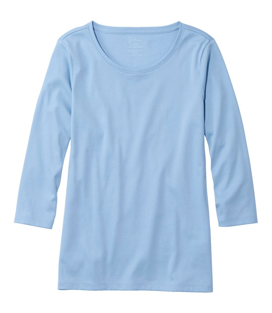 L.L.Bean Women's Pima Cotton Shaped Tee, Three-Quarter-Sleeve Jewelneck CLOTHING|SALE
