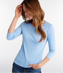 L.L.Bean Women's Pima Cotton Shaped Tee, Three-Quarter-Sleeve Jewelneck CLOTHING|SALE