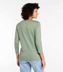L.L.Bean Women's Pima Cotton Shaped Tee, Three-Quarter-Sleeve Jewelneck CLOTHING|SALE