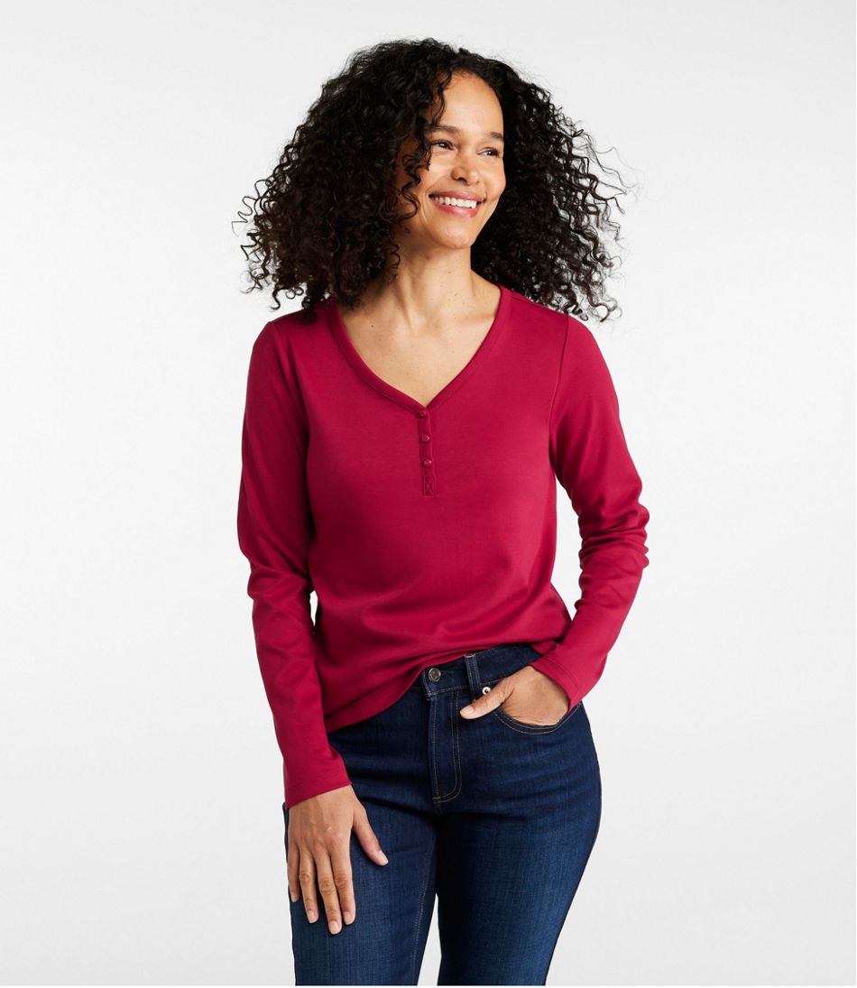 L.L.Bean Women's V-Neck Henley, Long-Sleeve CLOTHING|SALE