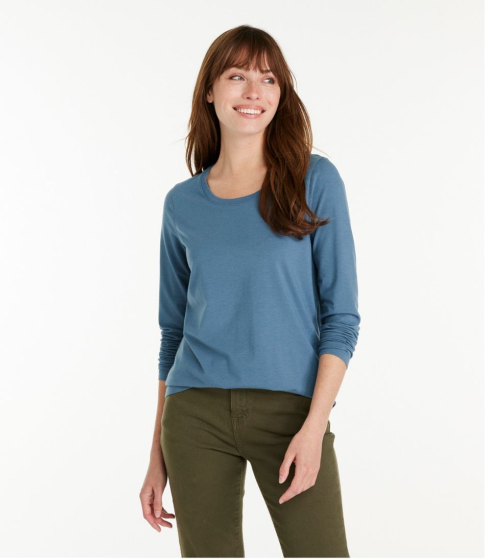 L.L.Bean Women's Soft Stretch Supima-Blend Tee, Scoopneck Long-Sleeve CLOTHING|SALE
