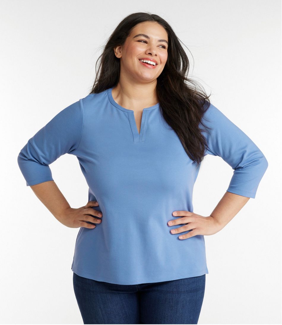 L.L.Bean Women's Tee, Three-Quarter-Sleeve Splitneck Tunic CLOTHING|SALE