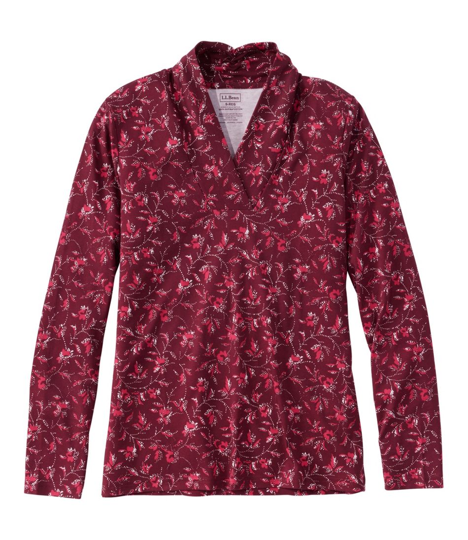L.L.Bean Women's Pima Cotton Tee, Shawl Long-Sleeve Print CLOTHING|SALE