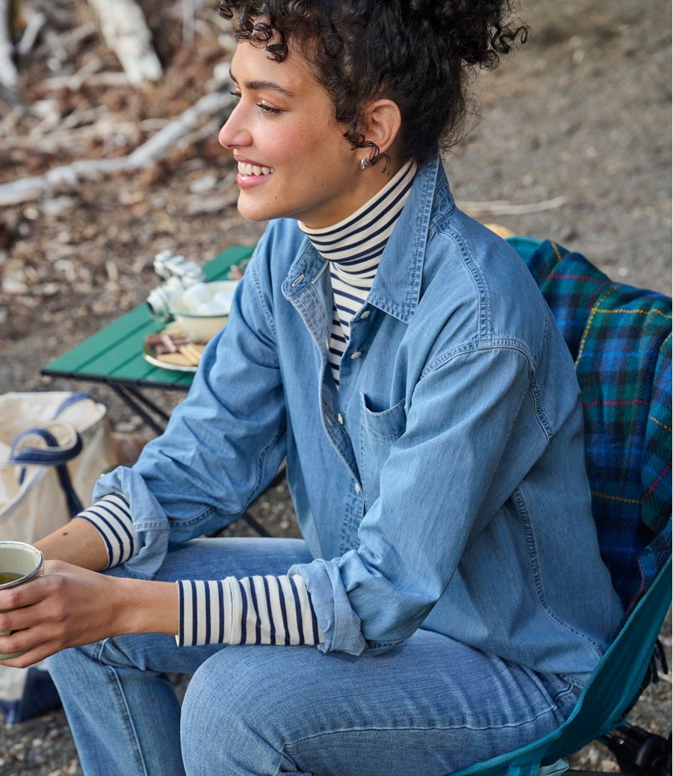 L.L.Bean Women's Interlock Turtleneck, Long-Sleeve Stripe CLOTHING|SALE