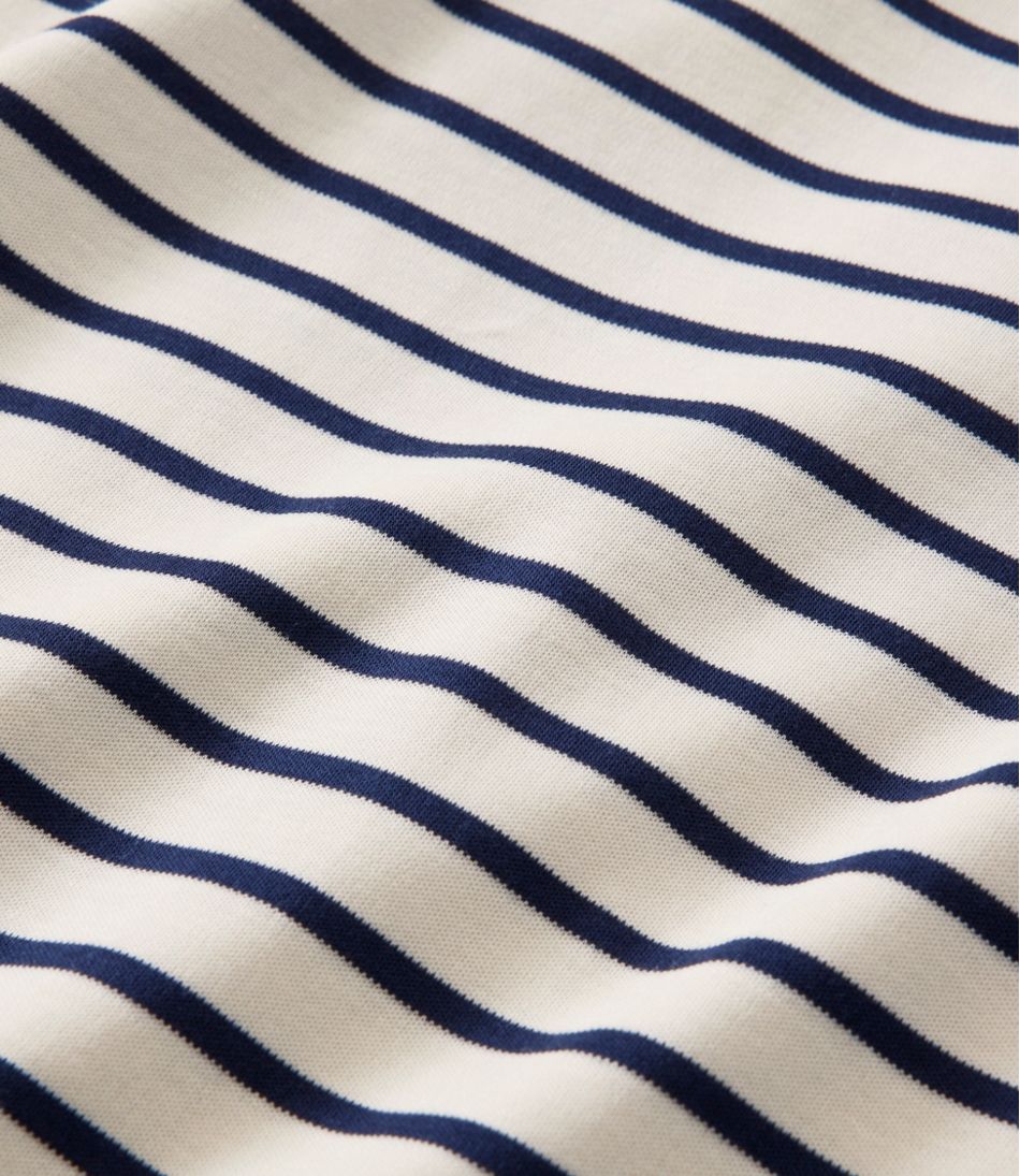 L.L.Bean Women's Pima Cotton Tee, Three-Quarter-Sleeve Polo Stripe CLOTHING