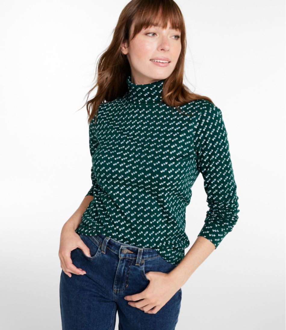 L.L.Bean Women's Interlock Turtleneck, Long-Sleeve Allover Print CLOTHING|SALE
