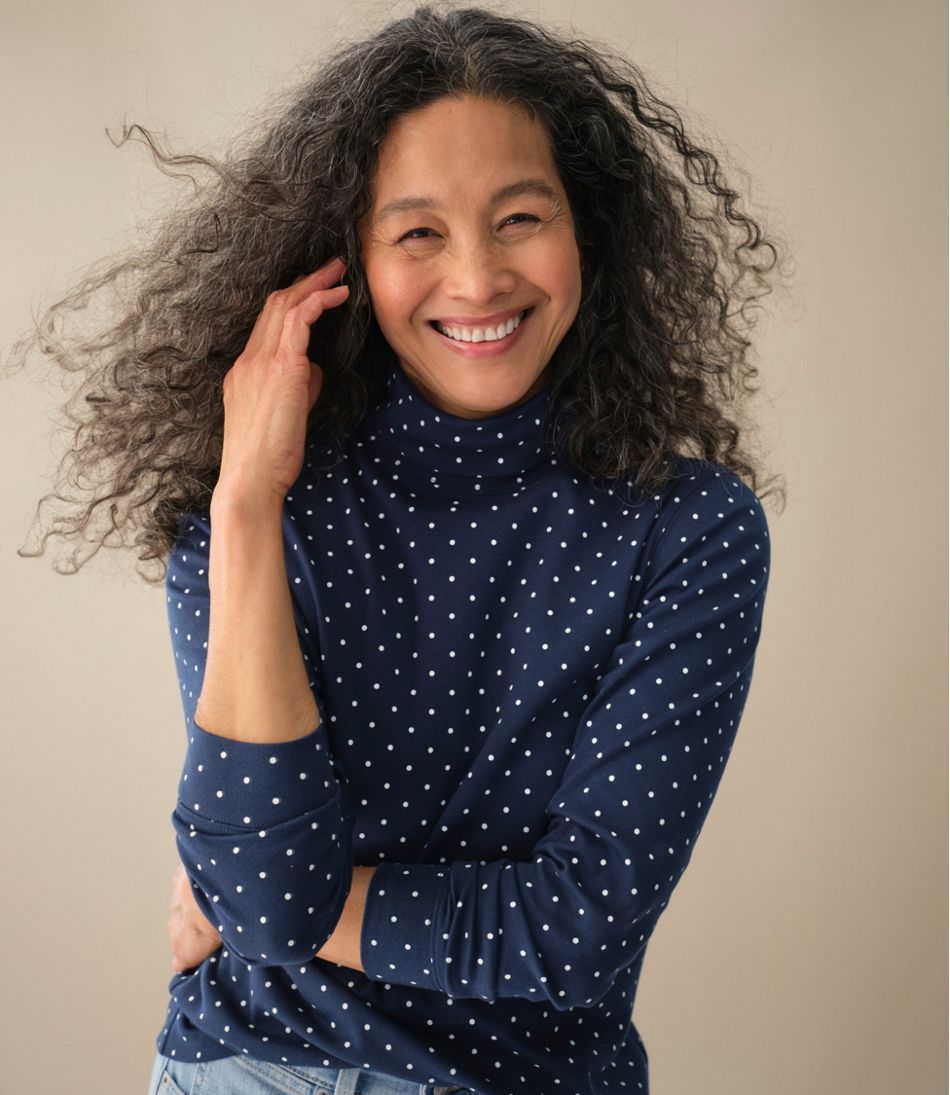 L.L.Bean Women's Interlock Turtleneck, Long-Sleeve Allover Print CLOTHING|SALE
