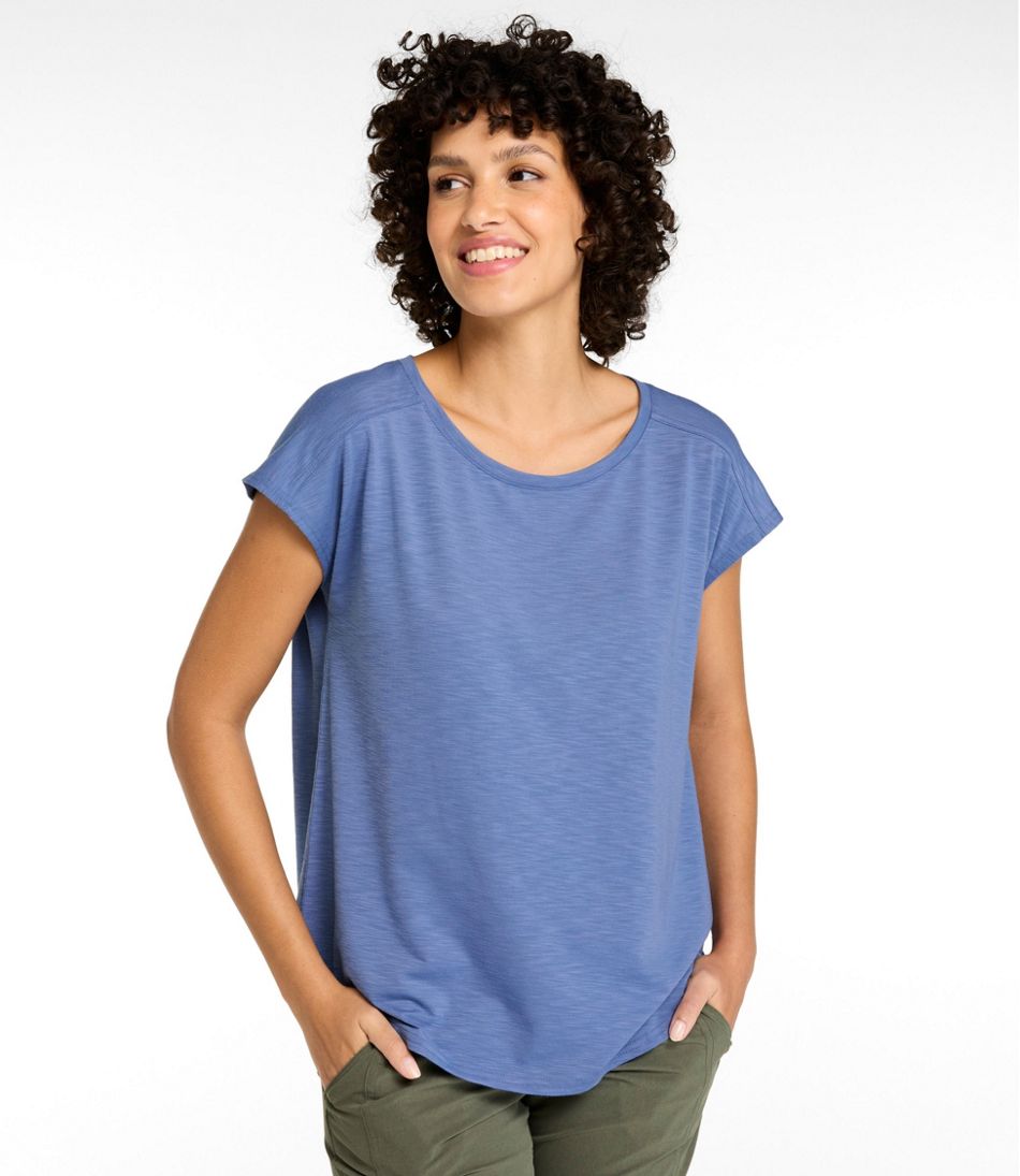 L.L.Bean Women's Streamside Tee, Short-Sleeve Ruched Crew CLOTHING