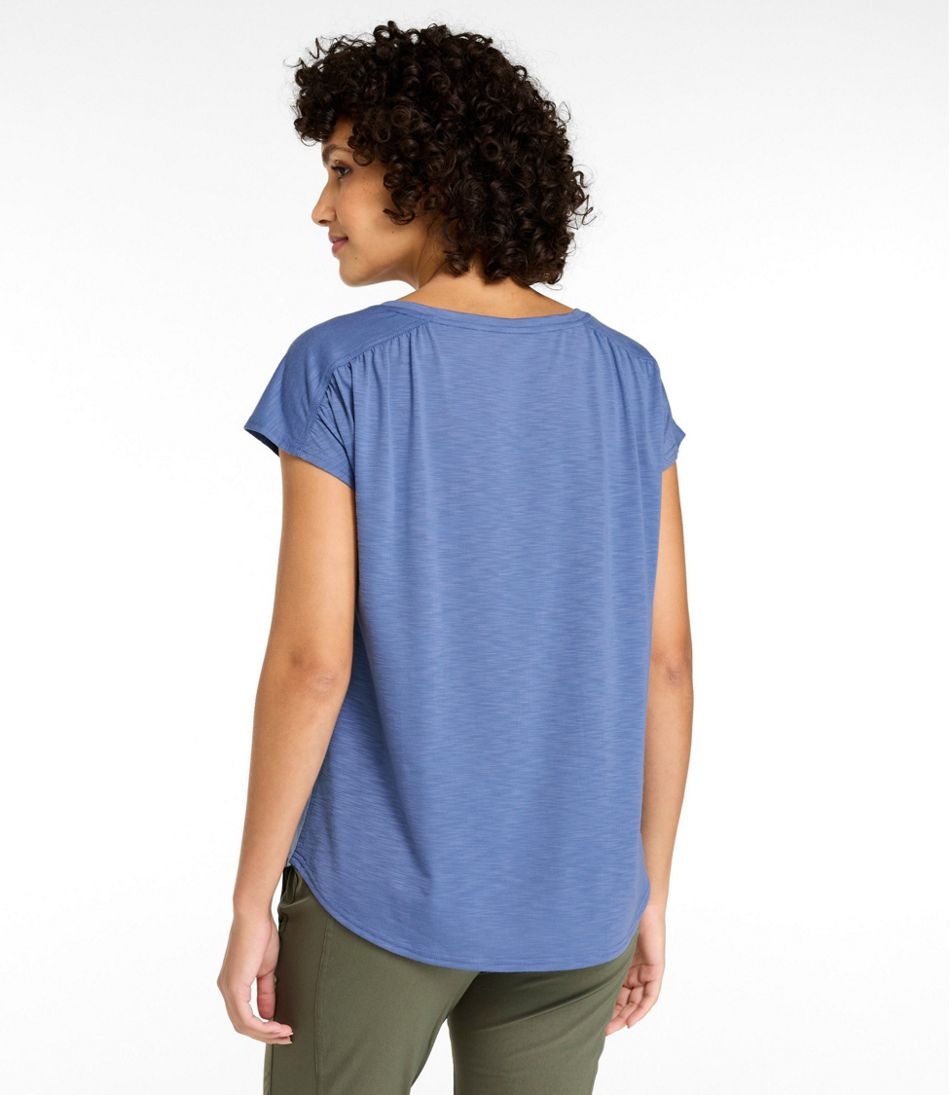 L.L.Bean Women's Streamside Tee, Short-Sleeve Ruched Crew CLOTHING