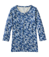 L.L.Bean Women's Pima Cotton Shaped Jewelneck Tee, Three-Quarter-Sleeve Print CLOTHING|SALE