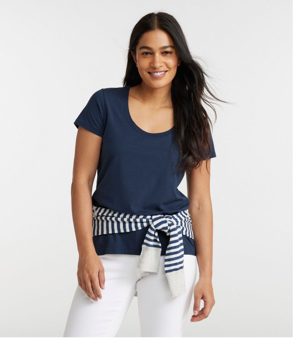 L.L.Bean Women's Soft Stretch Supima-Blend Tee, Scoopneck Short-Sleeve CLOTHING