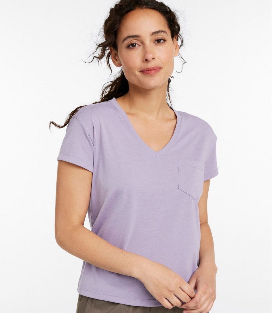 L.L.Bean Women's Vista Camp Tee, Short-Sleeve V-Neck CLOTHING