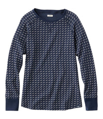L.L.Bean Women's Unshrinkable Mini-Waffle Tee, Long-Sleeve Crewneck Stripe CLOTHING|SALE