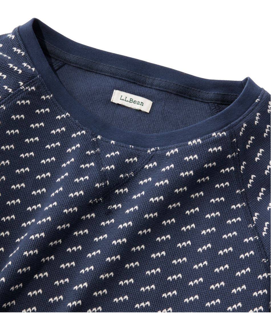 L.L.Bean Women's Unshrinkable Mini-Waffle Tee, Long-Sleeve Crewneck Stripe CLOTHING|SALE