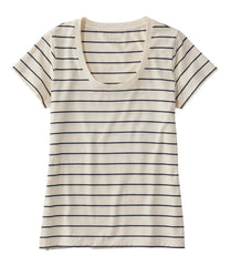 L.L.Bean Women's Soft Stretch Supima-Blend Tee, Scoopneck Short-Sleeve Stripe CLOTHING