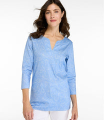 L.L.Bean Women's Pima Cotton Tunic, Three-Quarter-Sleeve Splitneck Print CLOTHING|SALE