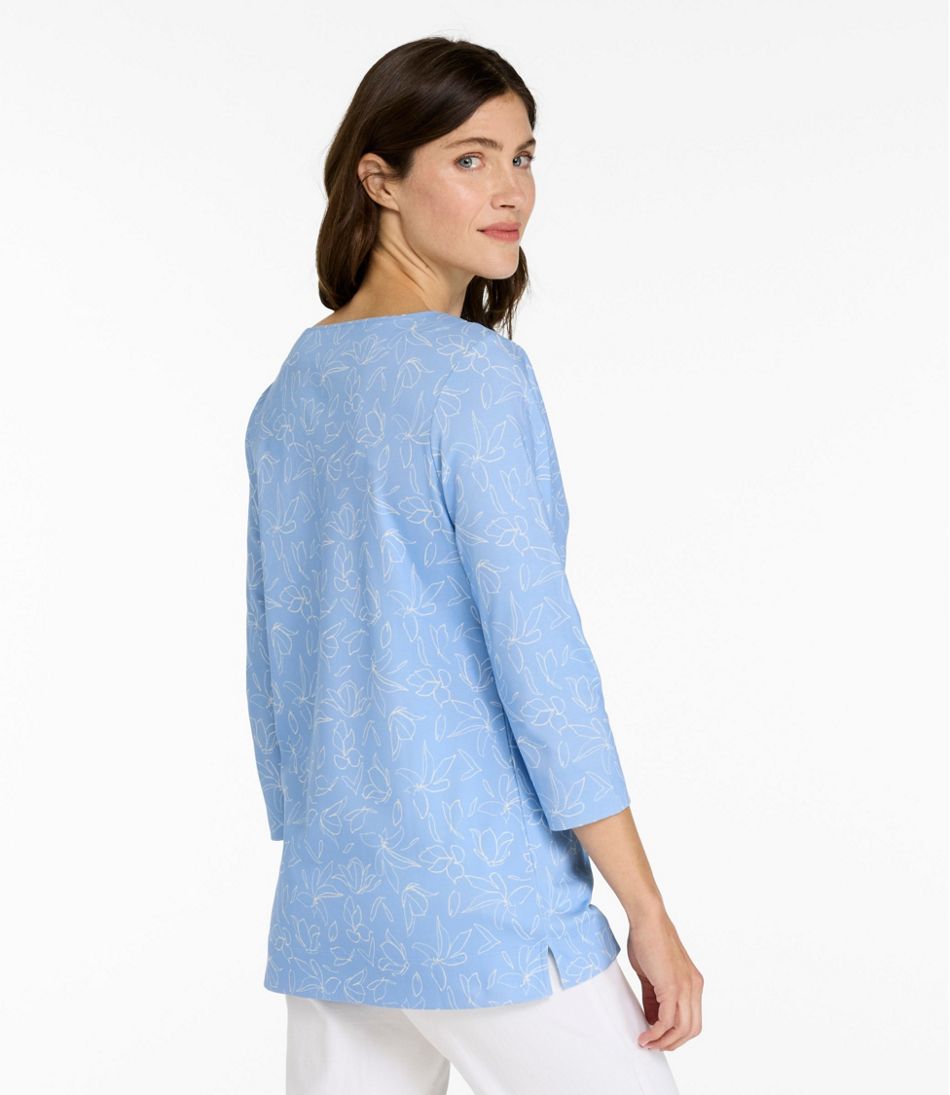 L.L.Bean Women's Pima Cotton Tunic, Three-Quarter-Sleeve Splitneck Print CLOTHING|SALE