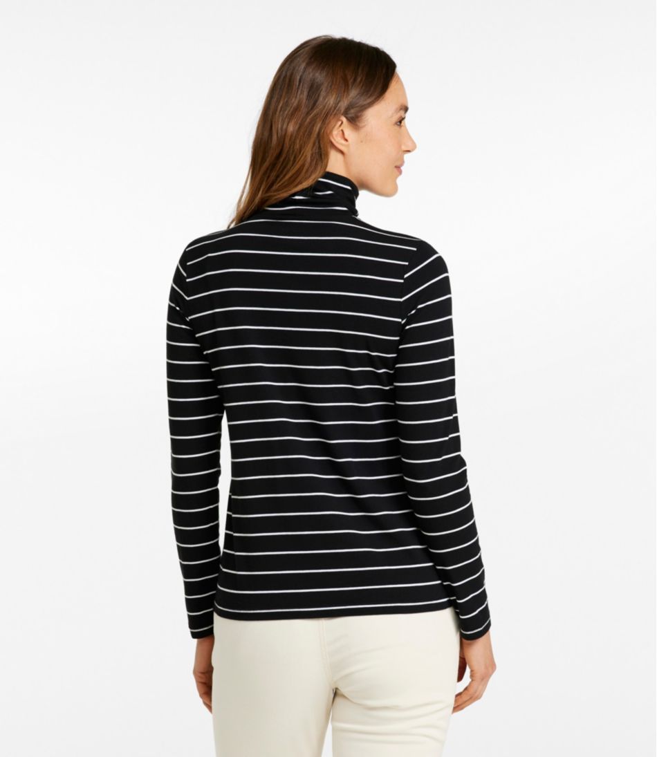 L.L.Bean Women's Soft Stretch Supima-Blend Tee, Turtleneck Stripe CLOTHING|SALE
