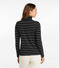 L.L.Bean Women's Soft Stretch Supima-Blend Tee, Turtleneck Stripe CLOTHING|SALE