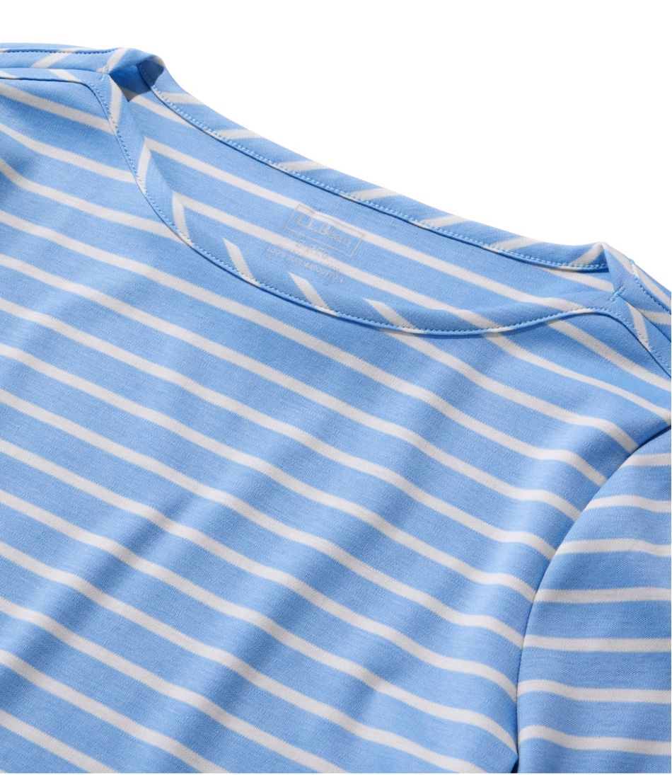 L.L.Bean Women's Pima Cotton Tee, Elbow-Sleeve Boatneck Stripe CLOTHING