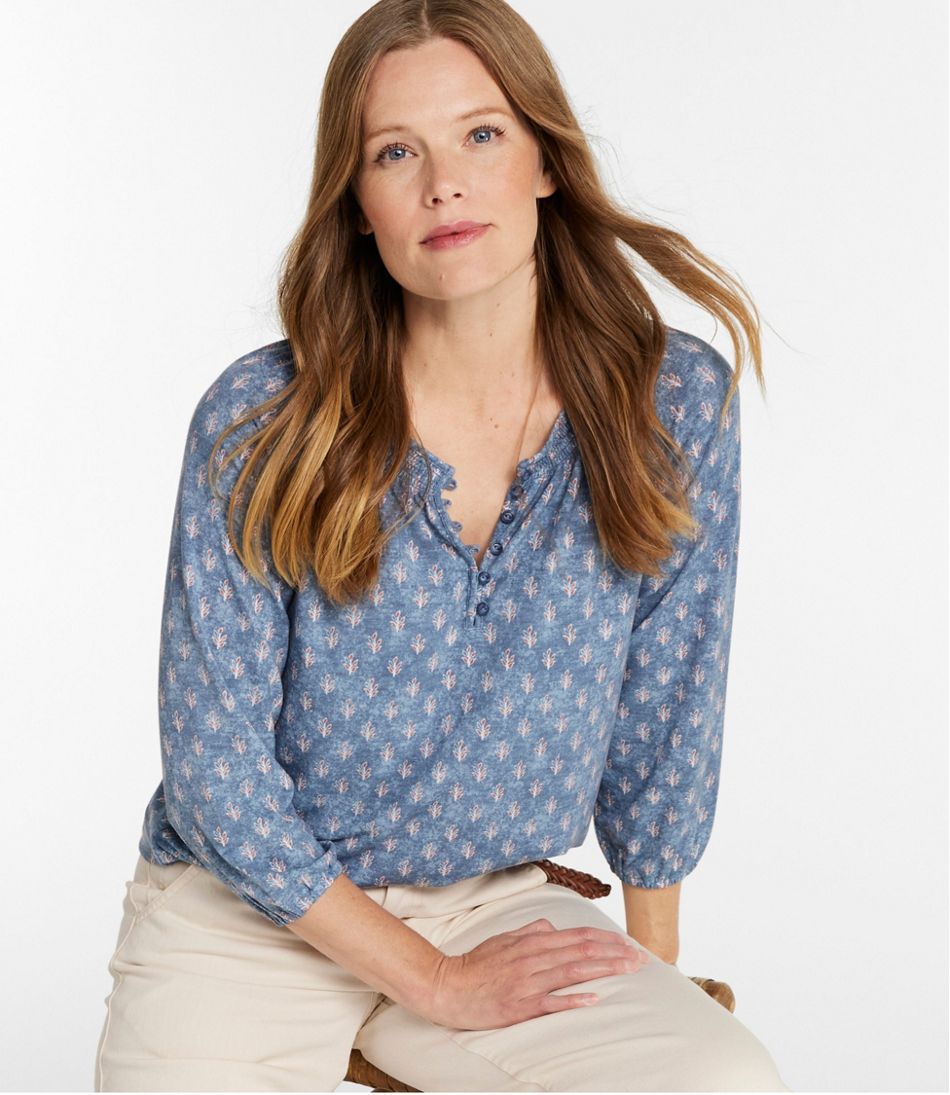L.L.Bean Women's Camden Hills Tee, Three-Quarter-Sleeve Print CLOTHING|SALE